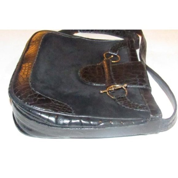 Gucci Black Crocodile & Leather Snaffle Horse-bit Hobo - Picture 8 of 12